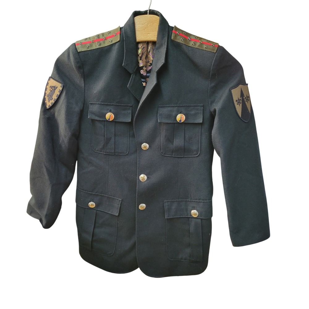 Edward Dada Military Style Jacket Dragon Lining Blazer Coat Large L - Picture 2 of 14